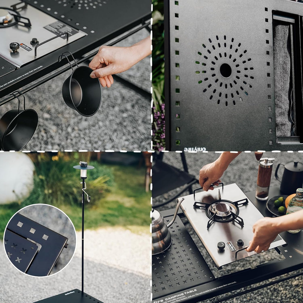 Folding Camping Table with Gas Stove and Carrying Case S422