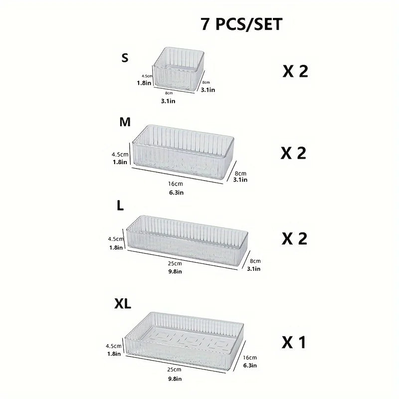 Clear Drawer Organizers Set, Plastic Storage Bins for Makeup, Bathroom and Kitchen K755500