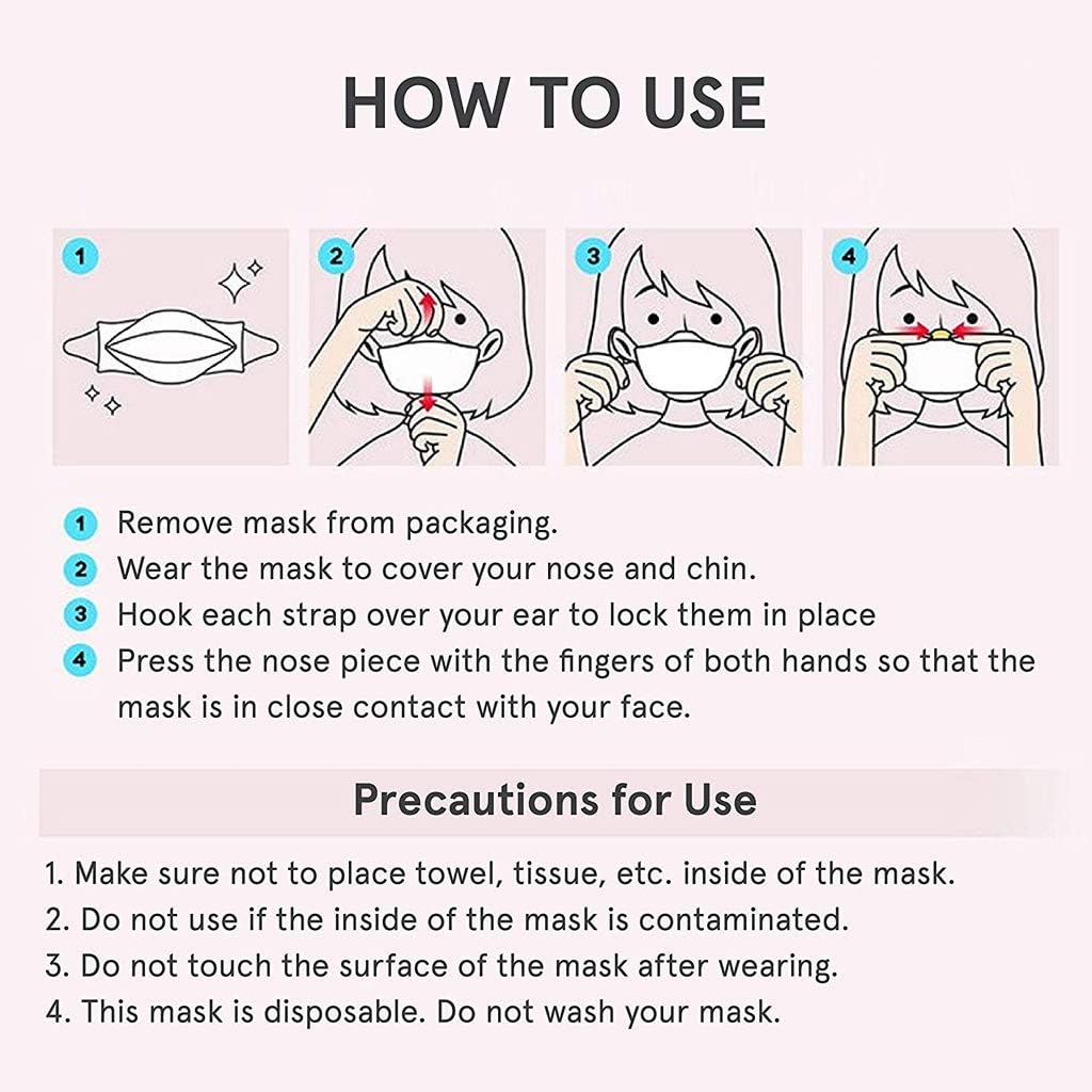 KF94 Disposable Face Masks, White, 100 Pack for Adult, 4-Layer V578911