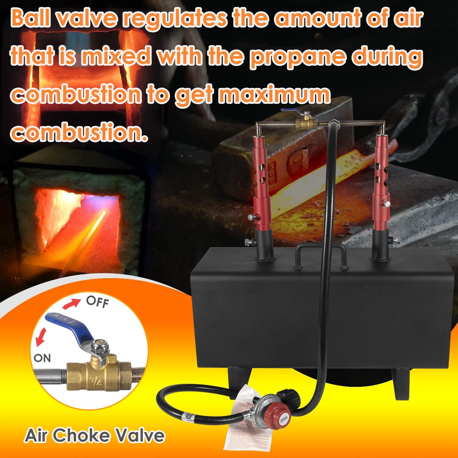 Propane Gas Forge Portable Double Burner Blacksmithing Forge C205000