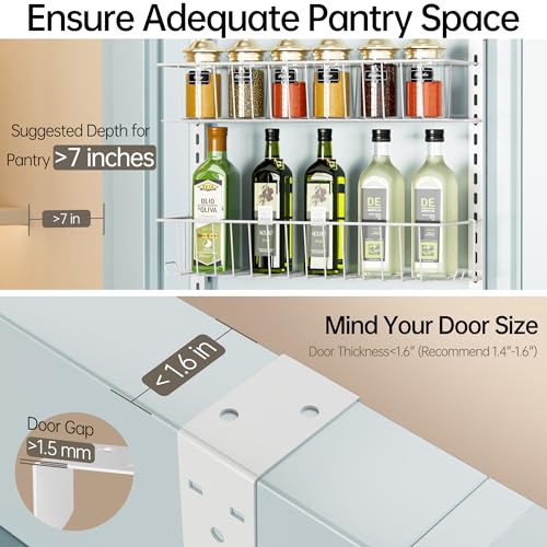 Over the Door Pantry Organizer, 6-Tier Metal Storage Rack, White G871