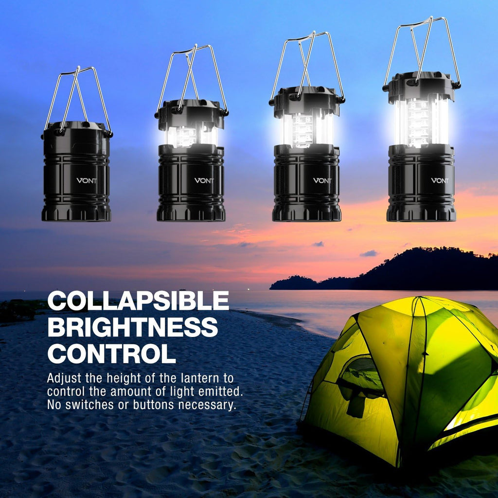 8 Pack LED Camping Lantern, Collapsible, Batteries Included O351