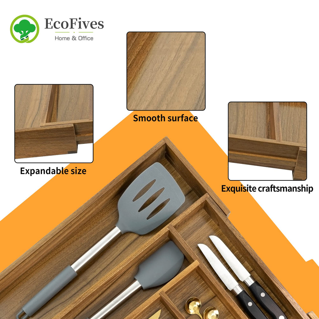 Cutlery Tray Organizer, Adjustable Kitchen Drawer Divider, 8 Compartment Utensil Holder N3759