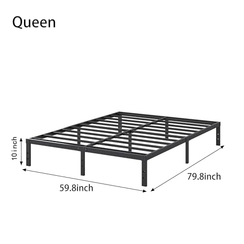 Metal Bed Frame, Heavy Duty Steel Slat, No Box Spring Needed, Black N3340