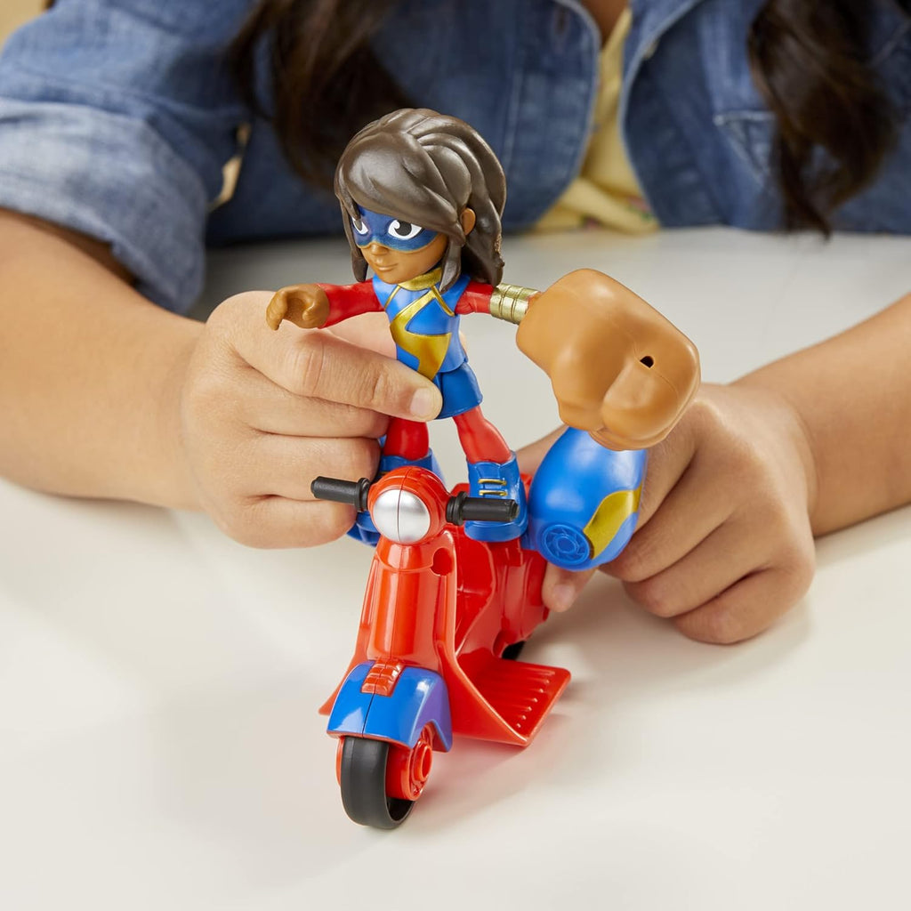 Marvel Ms. Marvel Action Figure and Embiggen Bike Vehicle, Preschool Toy for Kids Ages 3 and Up I585810