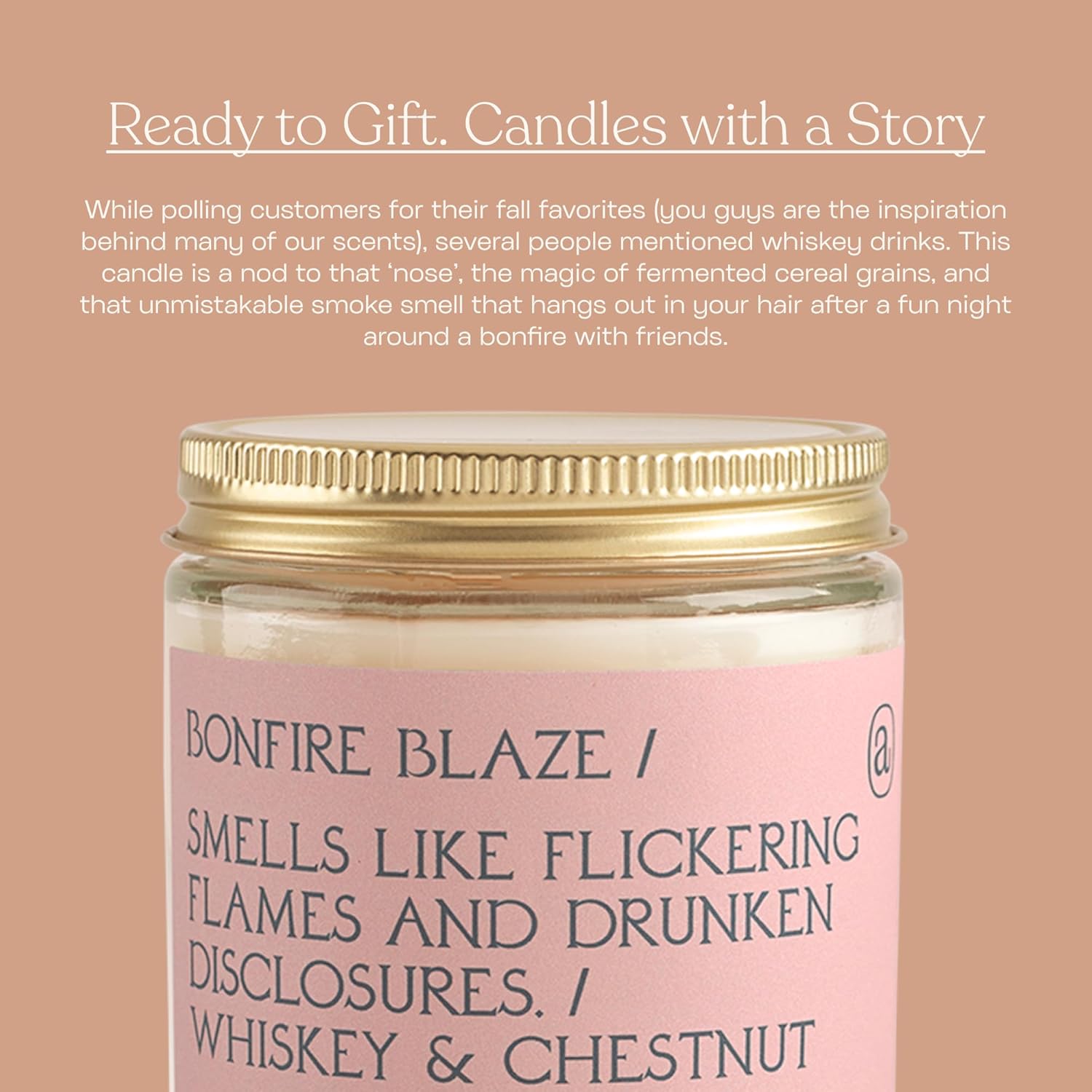 Coconut Soy Wax Candle Jar, Whiskey & Chestnut Scent, 7.8 Oz J964
