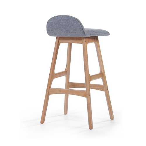 Upholstered Bar Stool Set of 2 Wood Counter Height Chairs with Footrests J934949