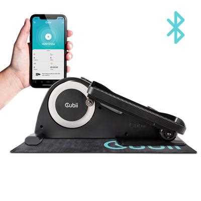 Cubii JR1+ Under Desk Elliptical Exercise Machine Bundle with Non Slip Mat - Compact, Quiet, Adjustable Resistance Levels, Portable, Bluetooth - Sports Supplies Online Store