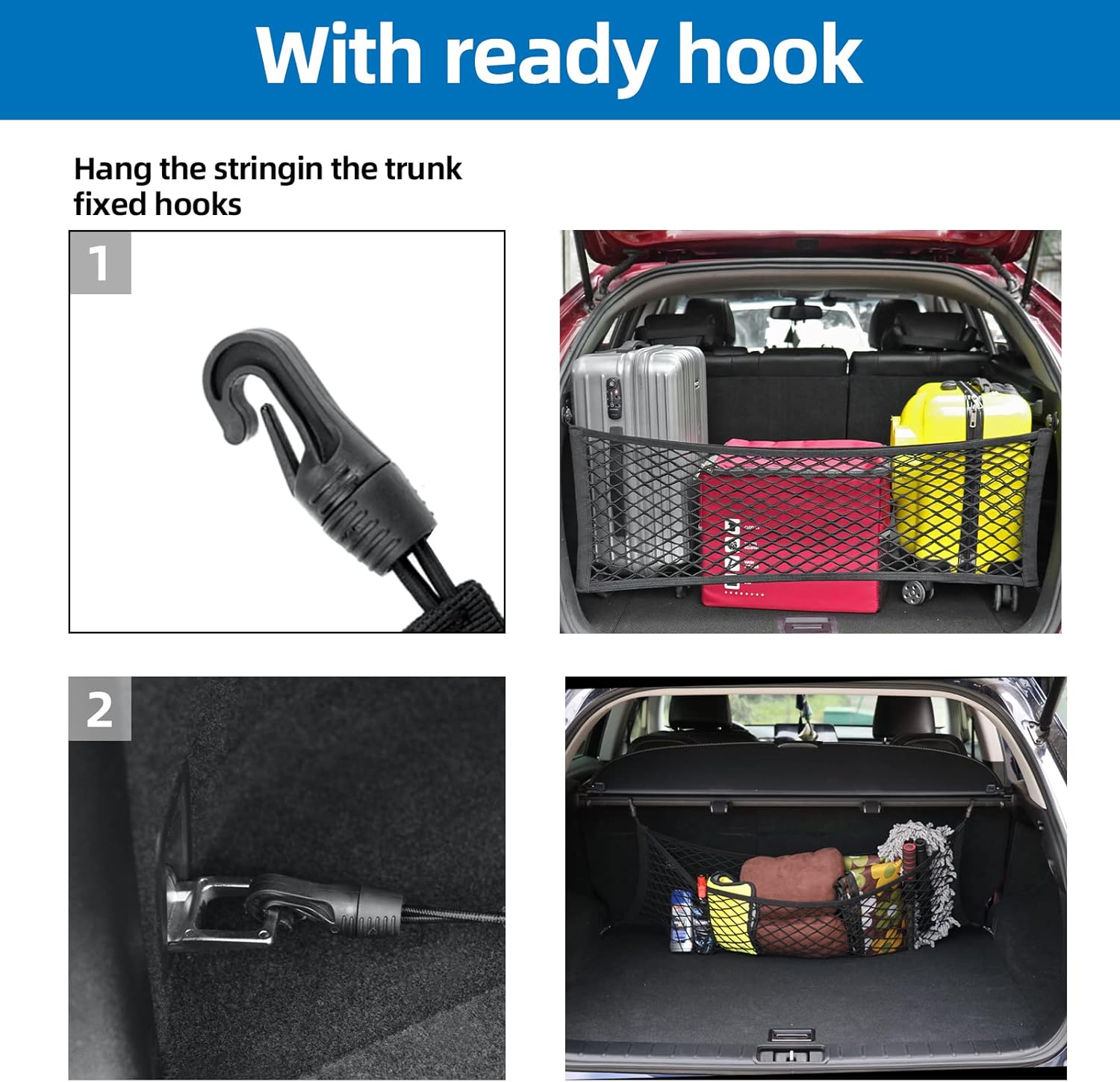 Car Rear Cargo Net for SUV Trunk Organizer F130