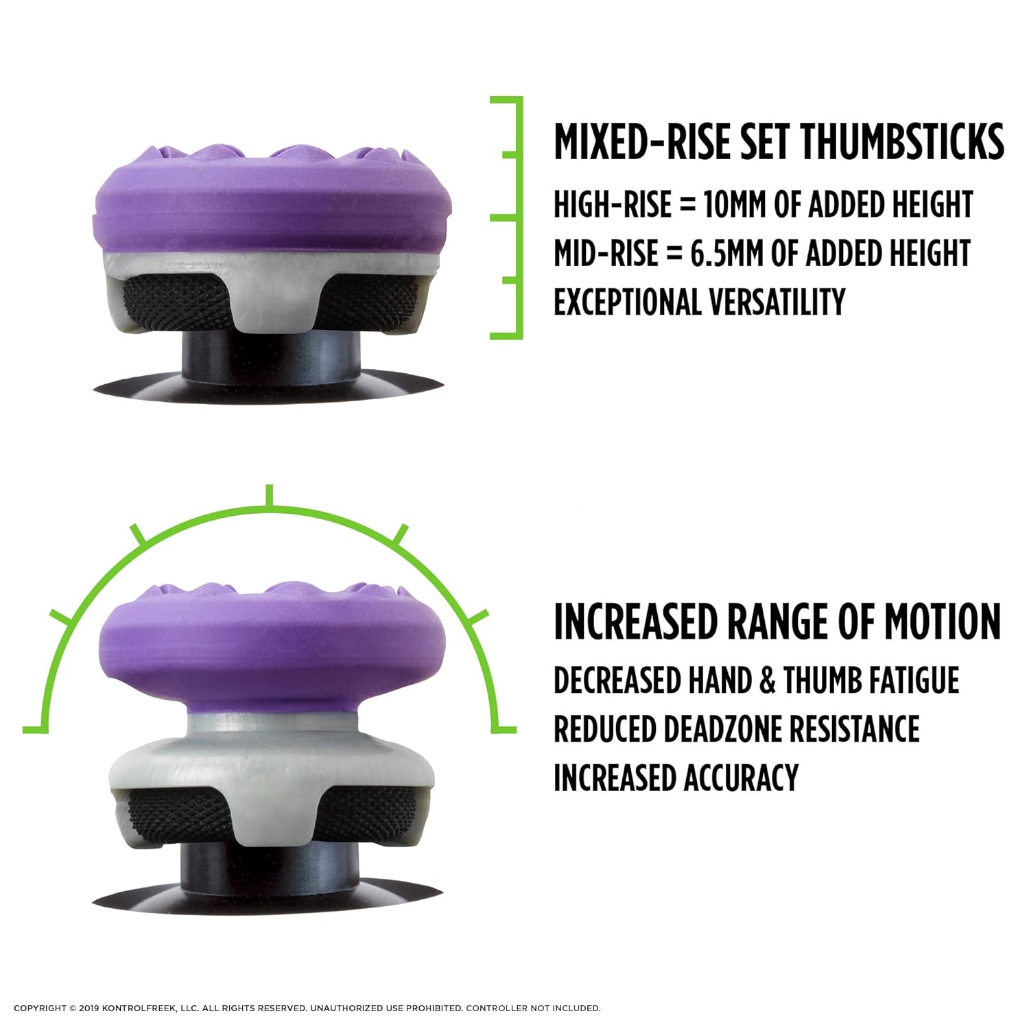 FPS Performance Thumbsticks for PS4 and PS5, High-Rise and Mid-Rise, Purple L910055