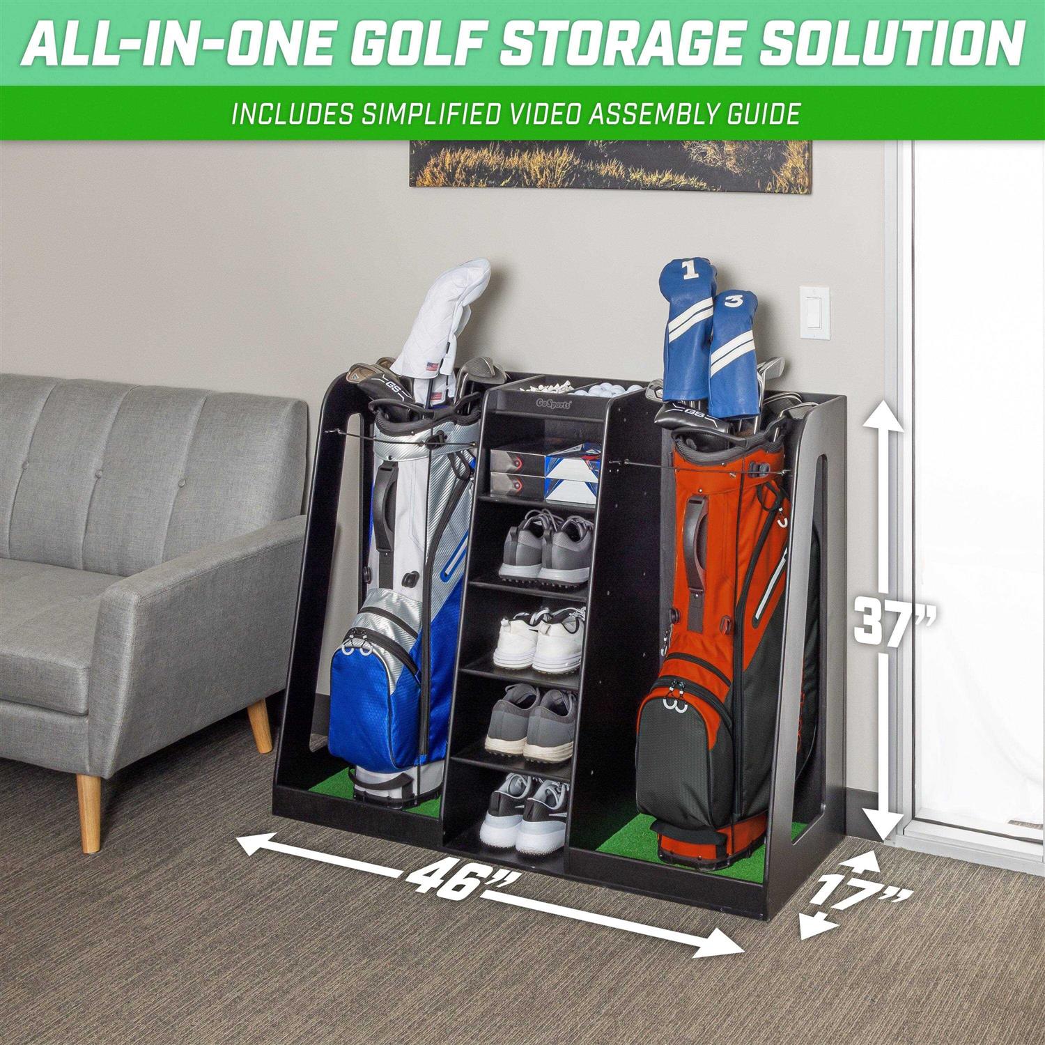 Wooden Golf Bag Organizer and Storage Rack K9323