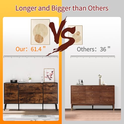 9 Drawer Dresser for Bedroom, White with Wooden Feet K8662
