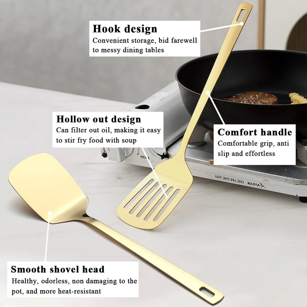 Titanium Plated Stainless Steel Kitchen Utensils Set, 6 Pieces O108