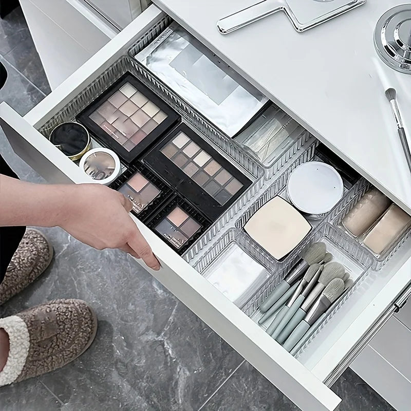 Clear Drawer Organizers Set, Plastic Storage Bins for Makeup, Bathroom and Kitchen K755500