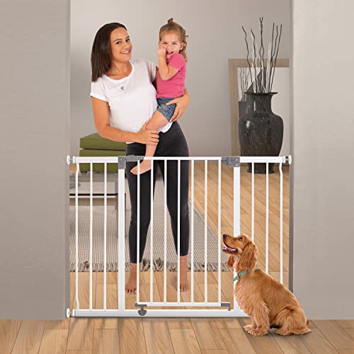 Extra-Wide Baby Safety Gate, Fits Openings 39-42.5 Inches, White K95074