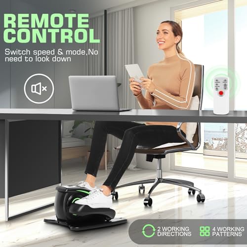 Under Desk Elliptical, Electric Leg Exerciser for Seniors Adults, Quiet Portable Seated Foot Pedal with Remote Control U9082