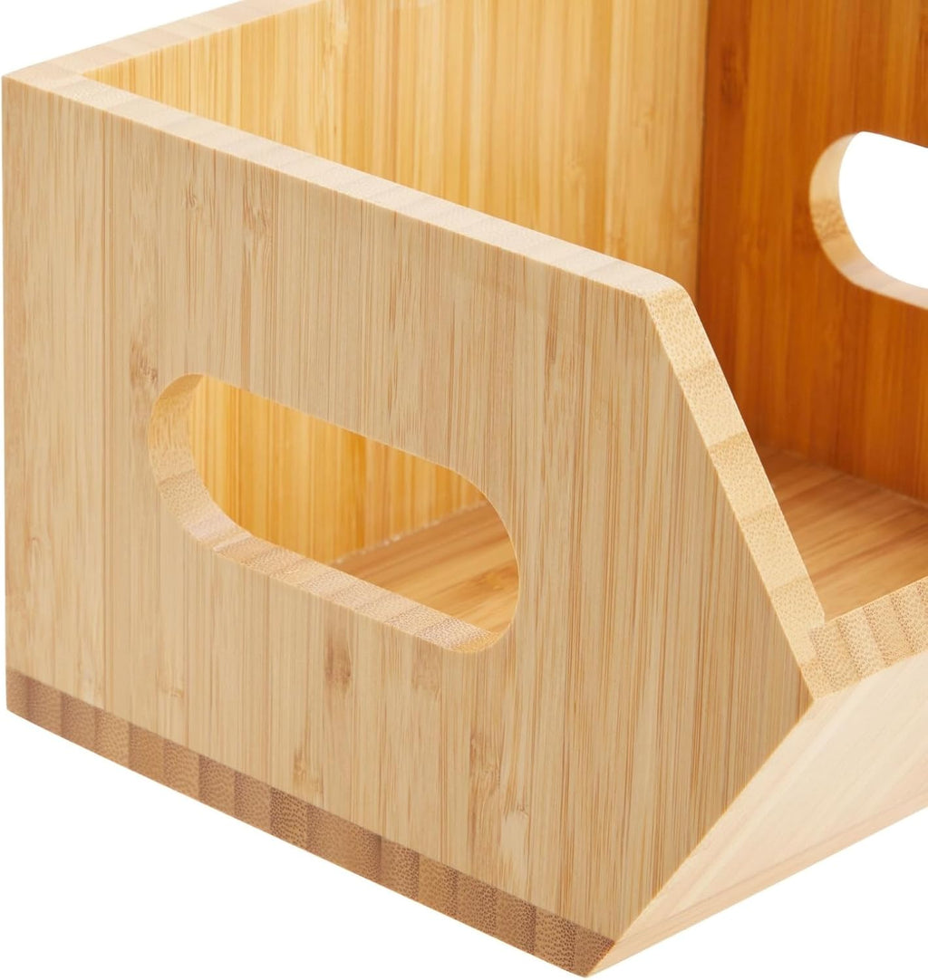 2 Pack Stackable Bamboo Storage Bins for Kitchen Pantry P726