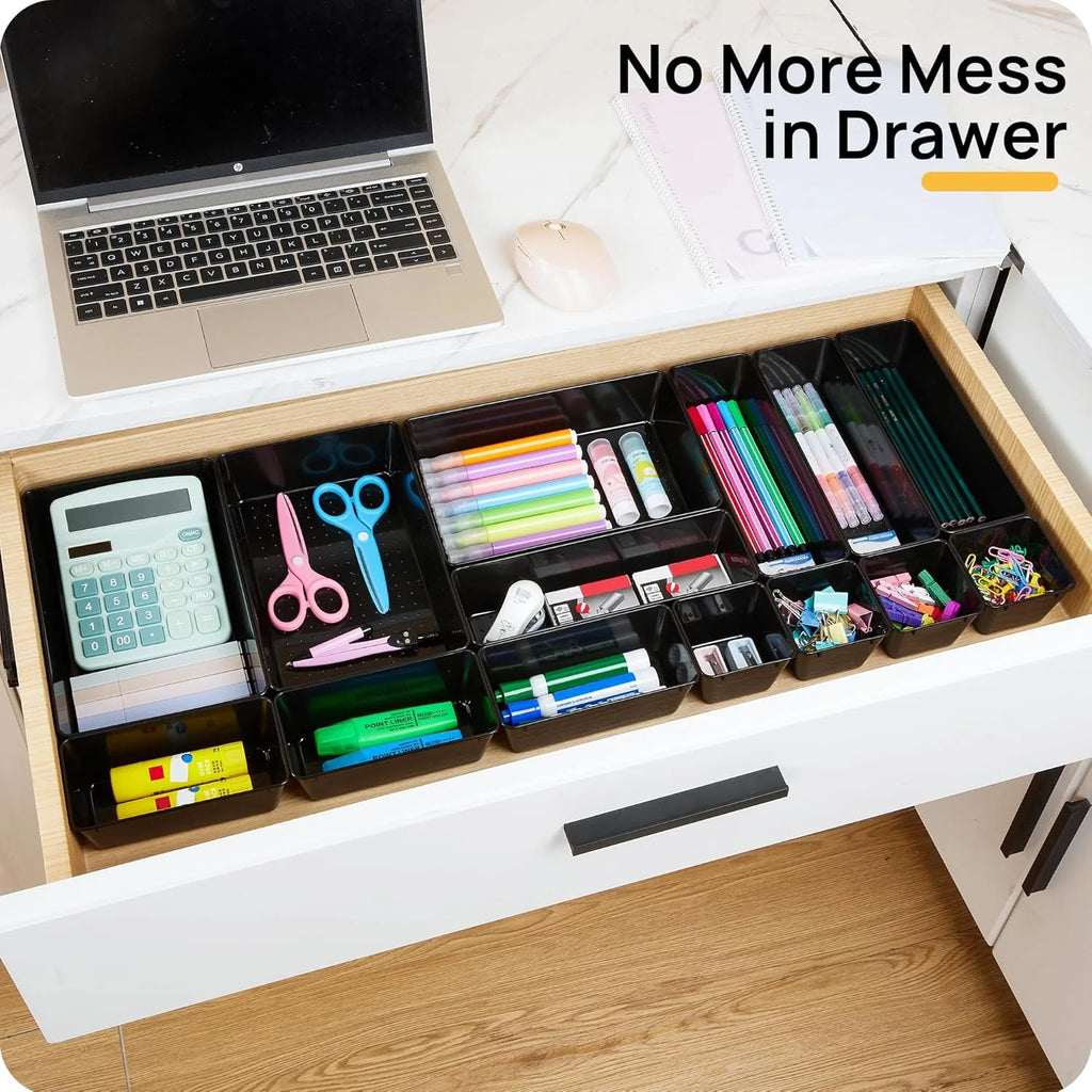 Desk Drawer Organizer Set, 25 Pieces Plastic Storage Trays J5302