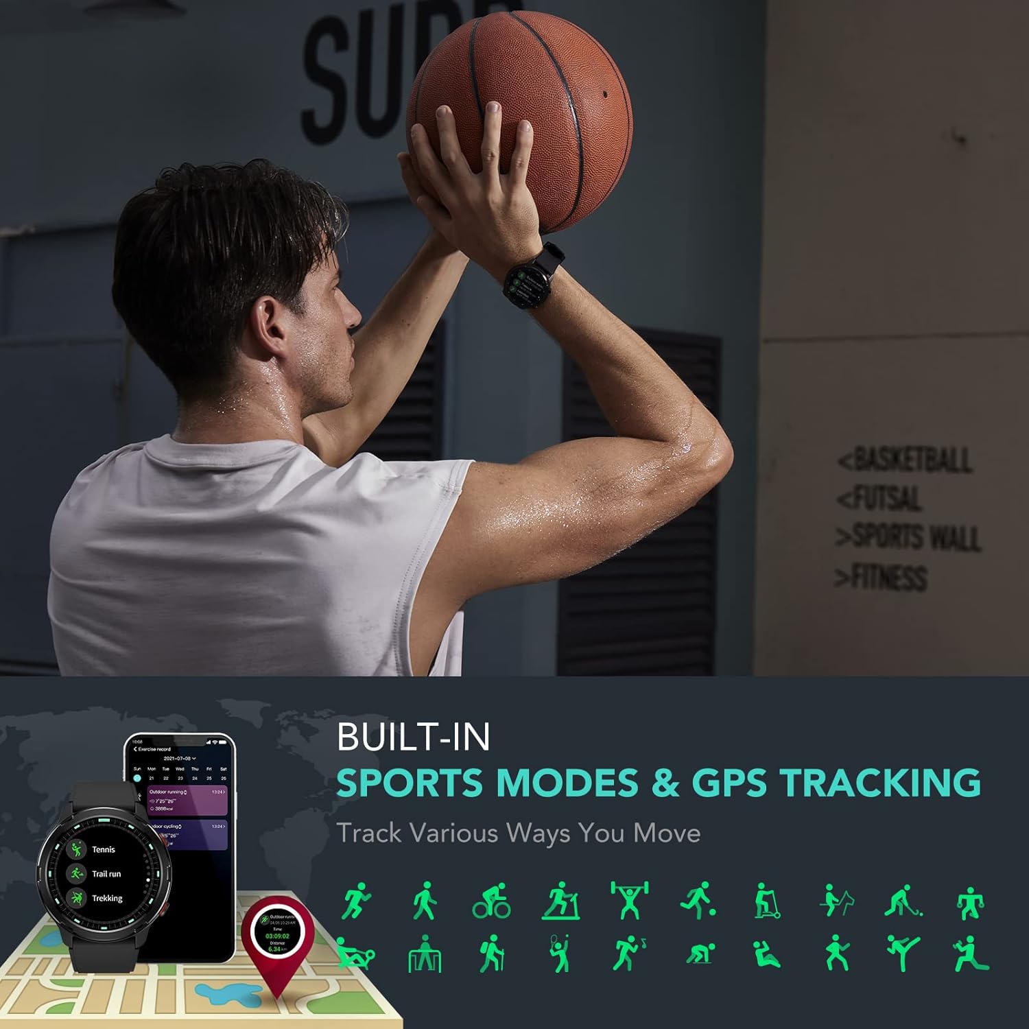Smart Watch with GPS, Fitness Tracker, Heart Rate & Sleep Monitor U86893
