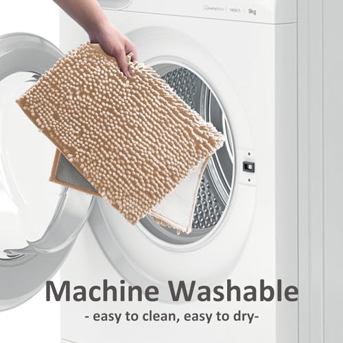 Bathroom Rug Set 3 Piece Non Slip Thick Chenille Absorbent Machine Washable M3487