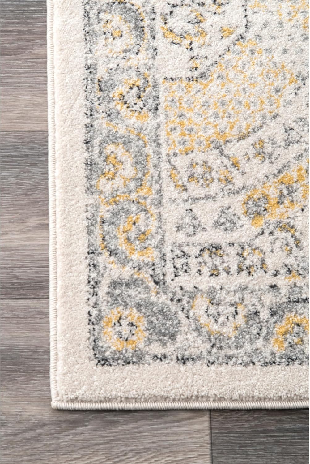 Vintage Transitional Area Rug 2x10 Runner Gold/Off-White A75442