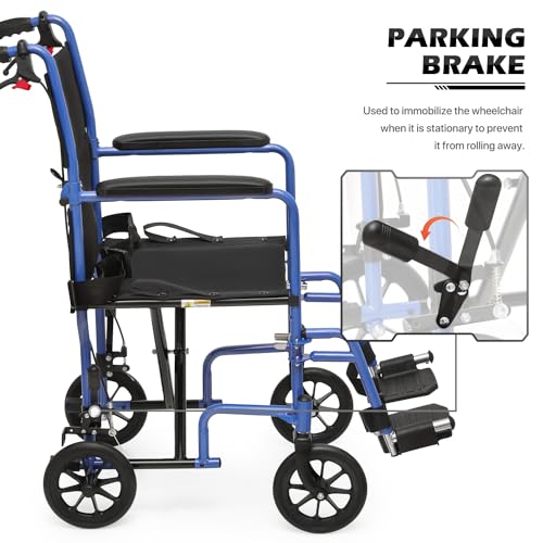 Lightweight Wheelchair for Adults with Locking Hand Brakes, Folding Back, 16 Inch Seat S3855