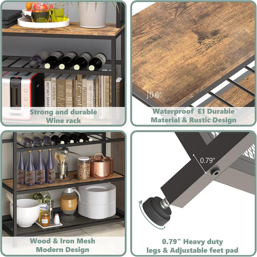 Industrial Kitchen Baker's Rack with Microwave Stand and Storage Shelf X194877