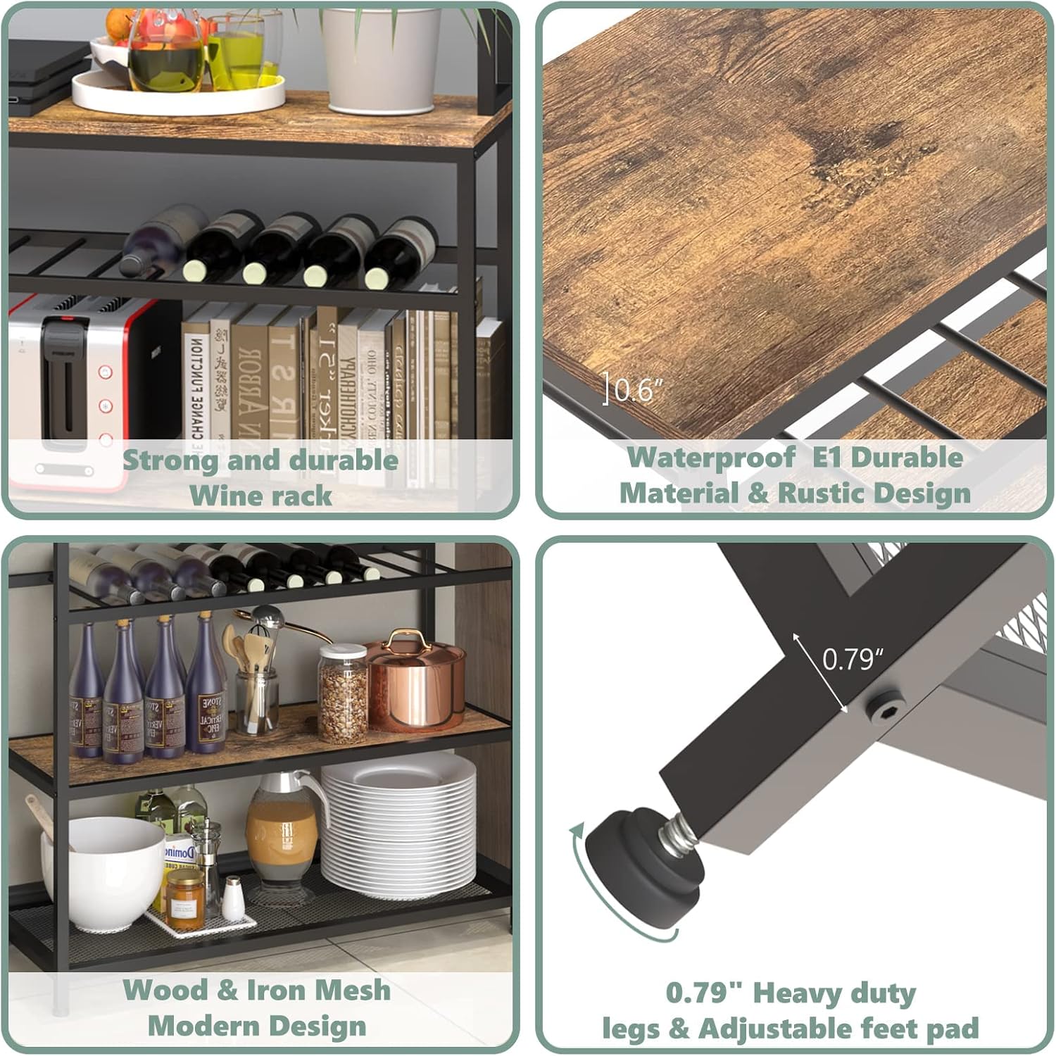 Industrial Kitchen Baker's Rack with Microwave Stand and Storage Shelf X194877
