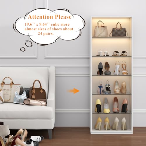 Rotating Shoe Rack with Sensor Light and Glass Shelves A760