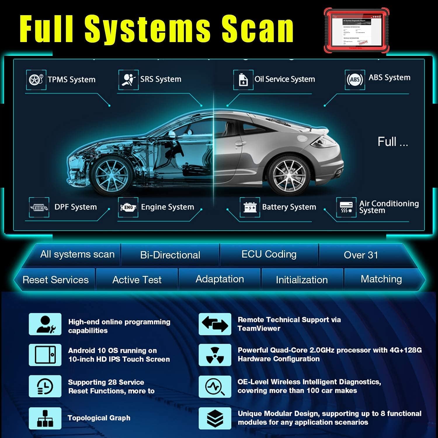 Bi-Directional Full Systems Diagnostic Scan Tool with 31+ Reset Functions O569806