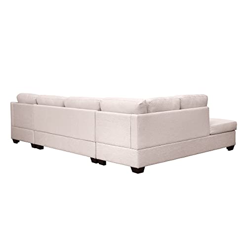 U-Shape Sectional Sofa with Double Chaise Lounge, Beige M3067
