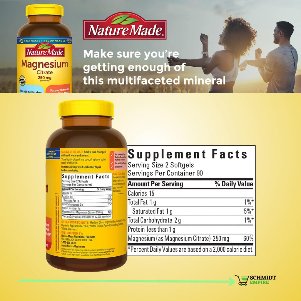 Magnesium Citrate 250 mg Softgels, 180 Count D796280