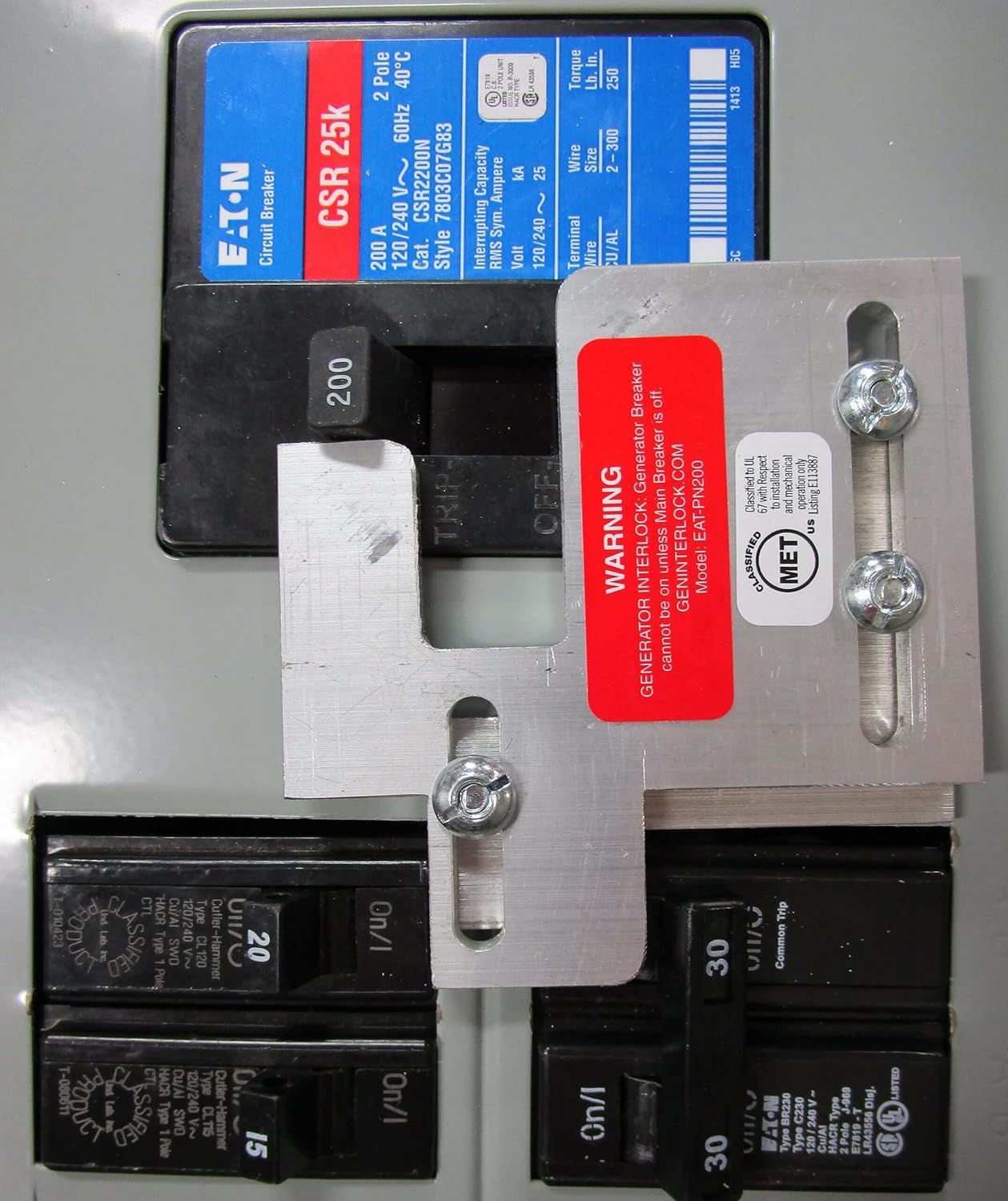 Generator Horizontal Electrical Interlock Kit, 150 and 200 Amp H1316
