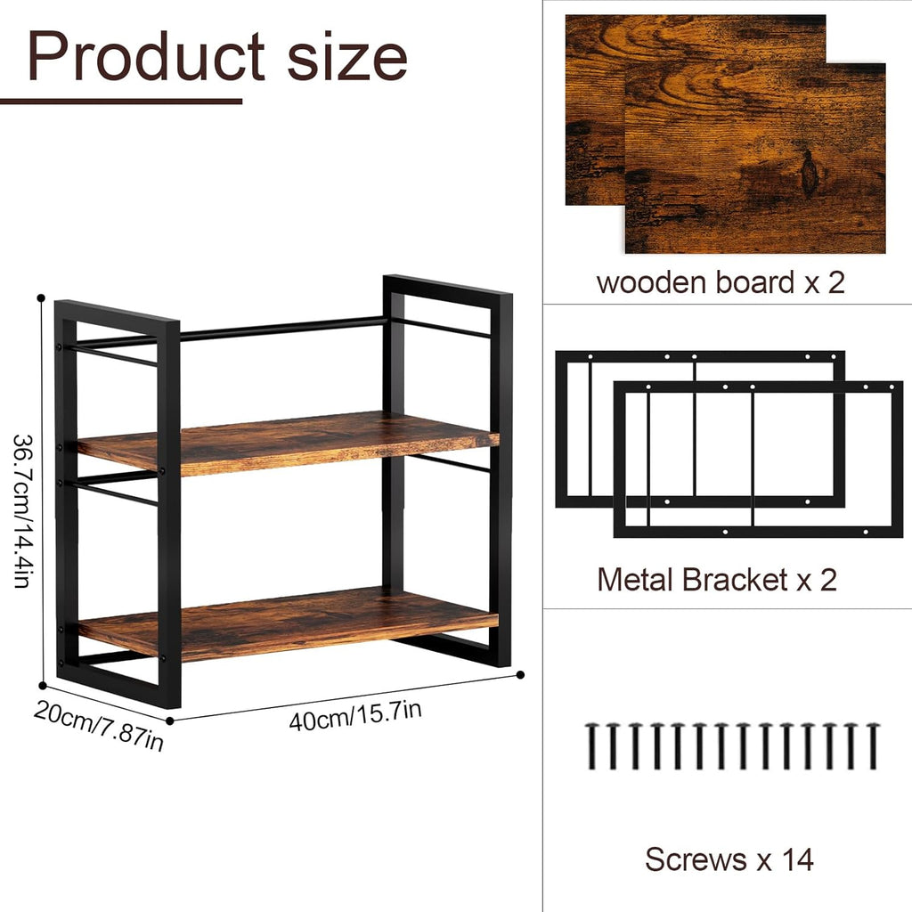 2 Tier Wood Countertop Spice Rack Shelf for Kitchen Cabinet and Tea Station Z640770