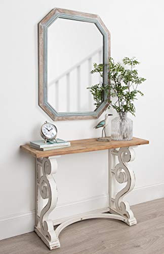 Octagon Wall Mirror, 36 x 28, Rustic Two-Tone Farmhouse Accent F1740