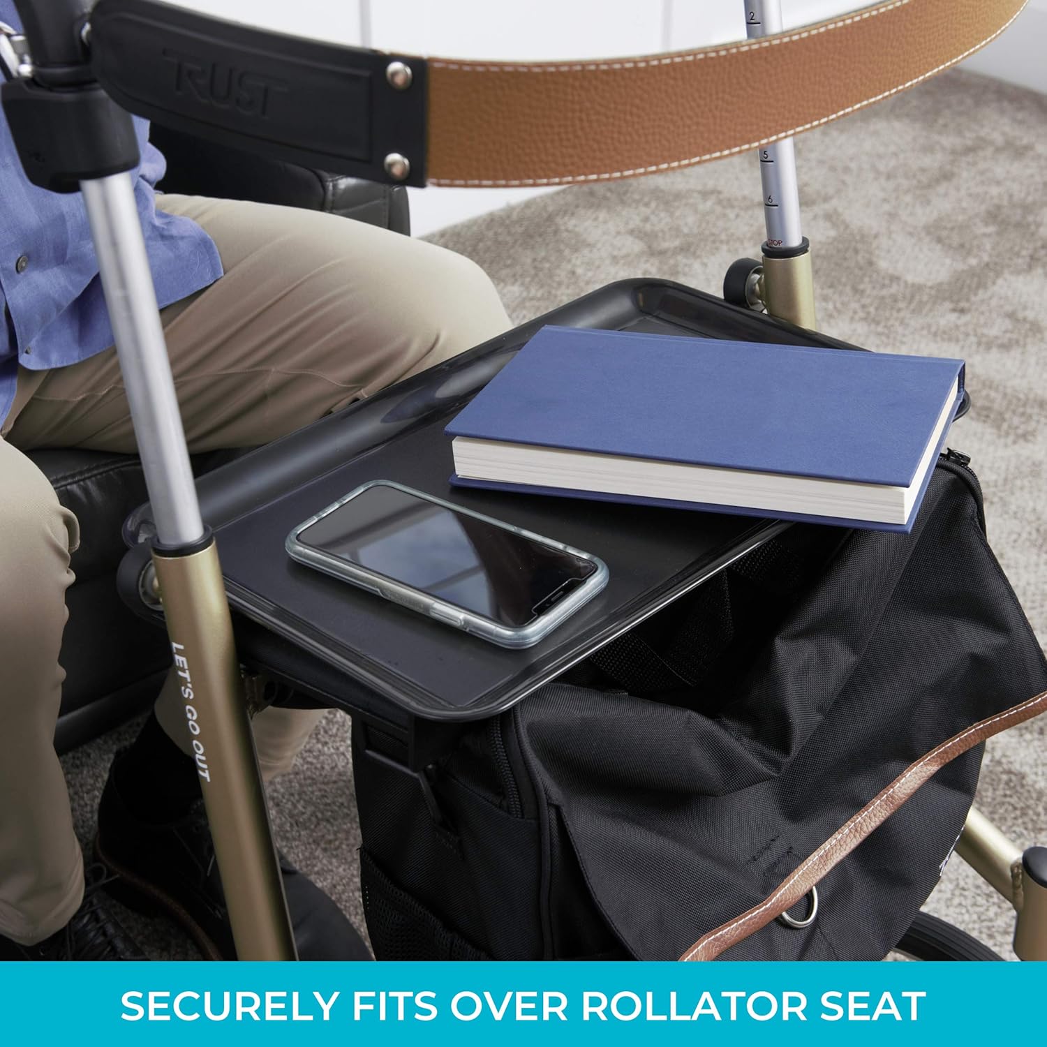 Replacement Walker Tray Table for Adults, Seniors, and Elderly, Rolling Dinner Tray T2560
