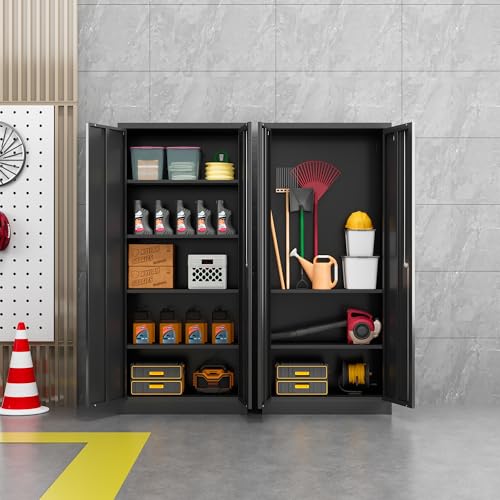 Metal Storage Cabinet with 2 Doors and 4 Adjustable Shelves, 71 Inch K70535