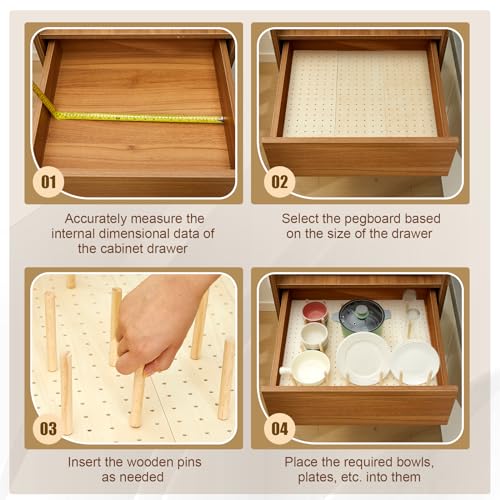 Wood Pegboard Drawer Organizer with 32 Pegs Q225