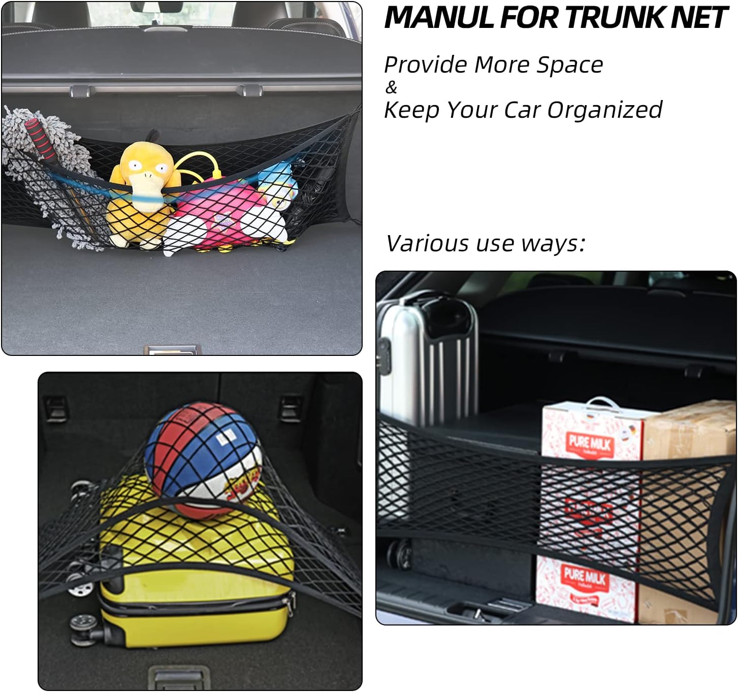 Car Rear Cargo Net for SUV Trunk Organizer F130