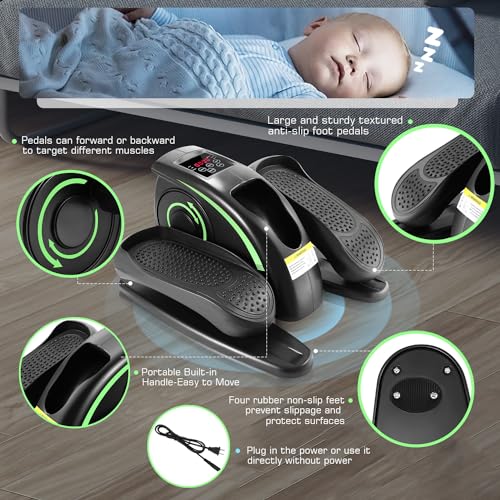 Under Desk Elliptical, Electric Leg Exerciser for Seniors Adults, Quiet Portable Seated Foot Pedal with Remote Control U9082