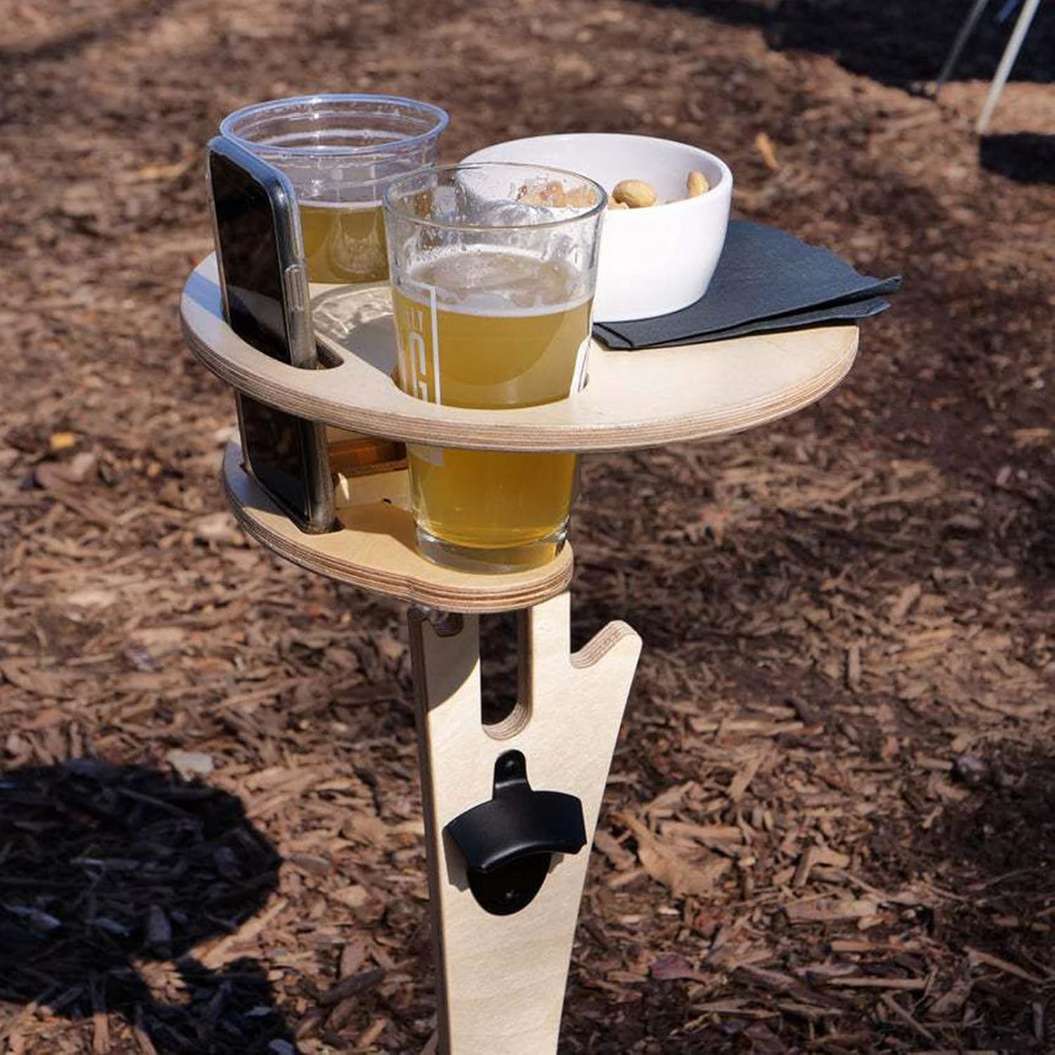 Folding Two-Layer Wooden Wine Table for Outdoor Picnic Camping H138