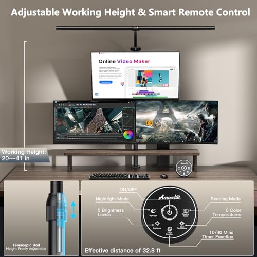 Desk Lamp with Remote Control, Adjustable Brightness & Color Temperature W111