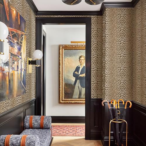 Leopard Textured Wallpaper, Gold Glitter Non-pasted 3D Embossed Wall Mural Q14916