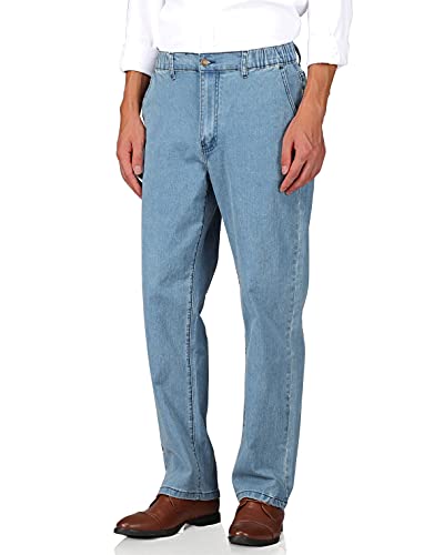 Men's Elastic Waist Jeans Relaxed Fit with Zipper Z346053