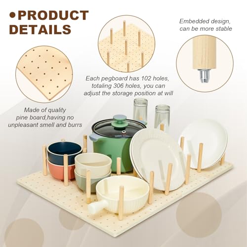 Wood Pegboard Drawer Organizer with 32 Pegs Q225