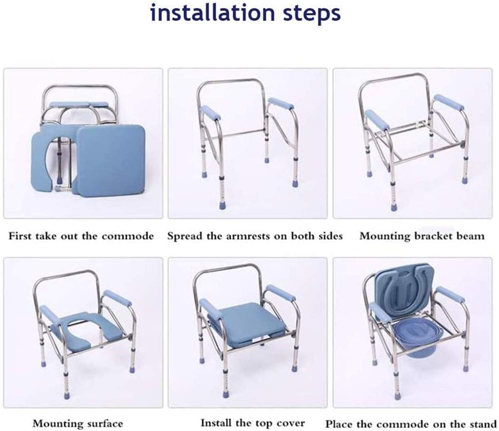 Portable Bedside Commode Chair, Non Slip, Adjustable Height, Extra Wide with Bucket Splash Guard N77266
