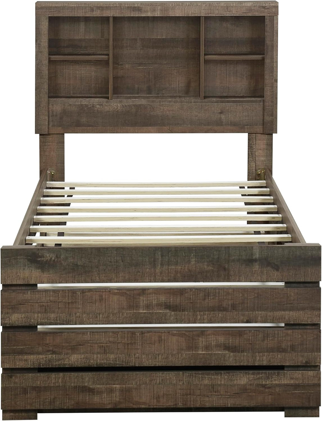 Twin Size Bookcase Captain Bed with Drawers and Trundle V912833