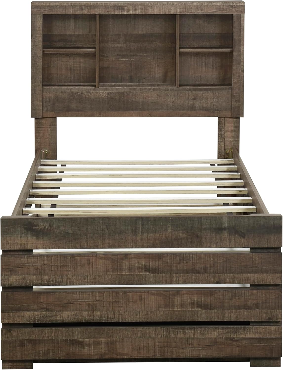Twin Size Bookcase Captain Bed with Drawers and Trundle V912833