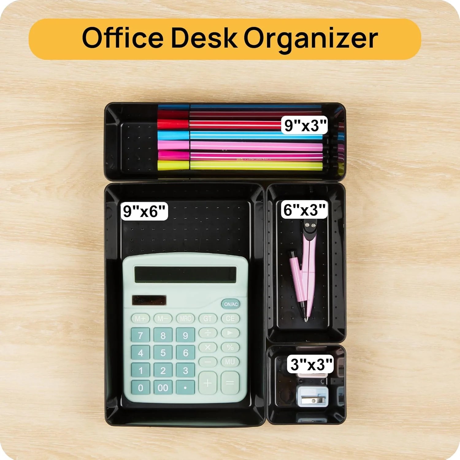 Desk Drawer Organizer Set, 25 Pieces Plastic Storage Trays J5302