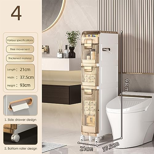Waterproof Bathroom Storage Cabinet with Wheels and Drawers Q57969